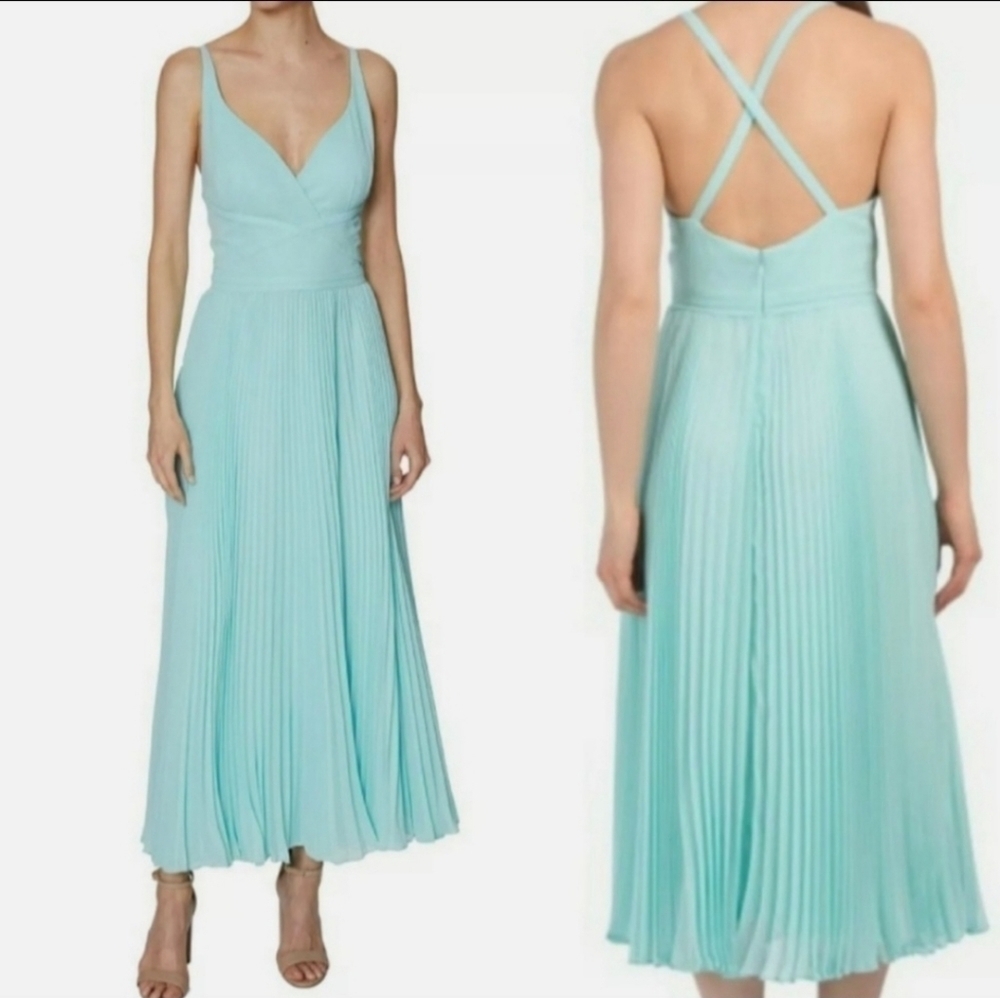 Laundry by Shelli Segal Women's Cocktail Dress Pastel Green Chiffon Midi